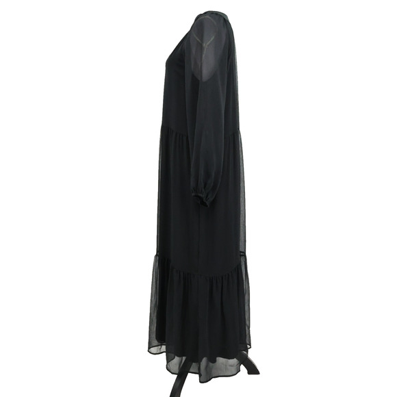 Soft Surrounding Dress Womens Medium Black Sheer Chiffon Layered Lined Maxi - Picture 10 of 13